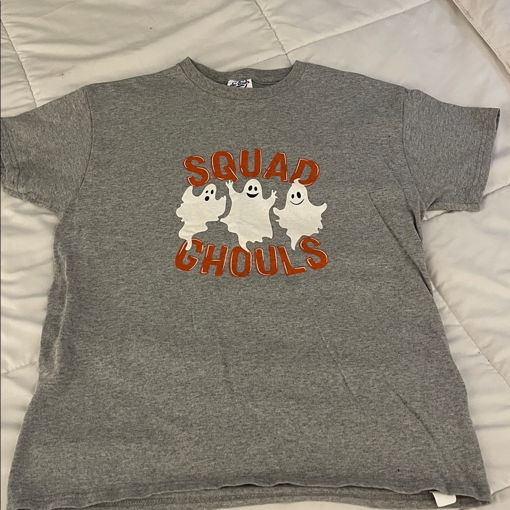 Girls Halloween Ghoul Squad Delta Pro Weight Gray T-Shirt